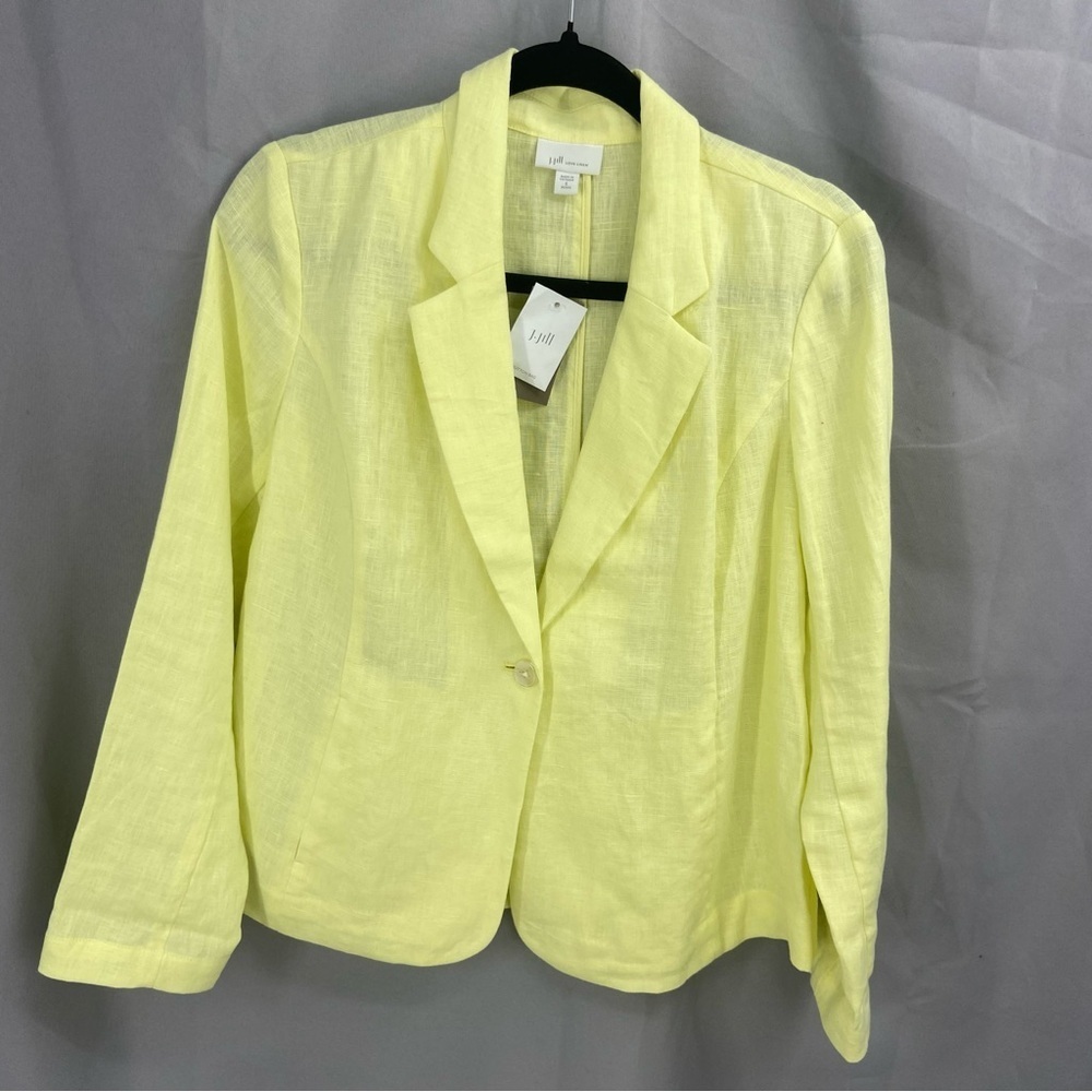 J.Jill Love Linen Unstructured Blazer Size Small Petite NWT Bright Yellow
